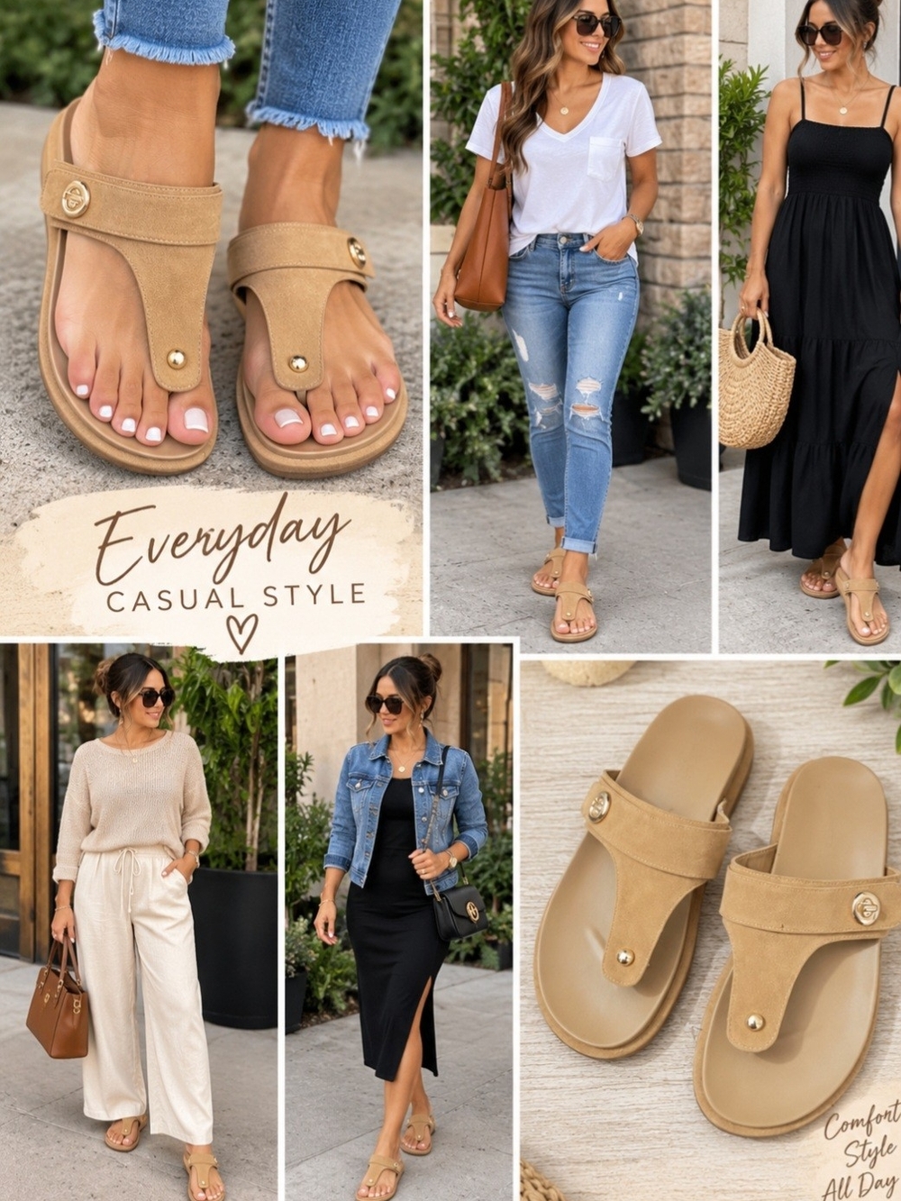 **Universal Thread Tan Suede Thong Sandals